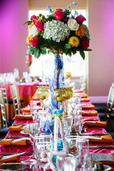 Fototapeta na wymiar Colorful wedding tables