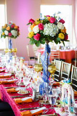 Colorful wedding tables