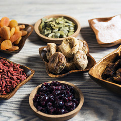 Mix of different dried fruits