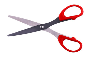 Red Scissors isolated on a white background.