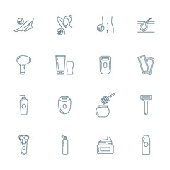 Epilation vector icons set
