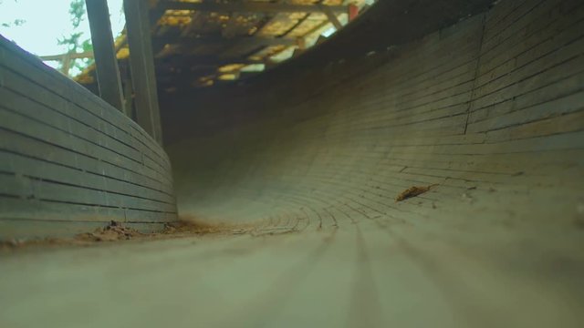 Old wooden sleigh and bobsleigh track