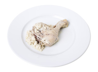 Boiled chicken with sauce.