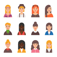 Set of female vector avatars