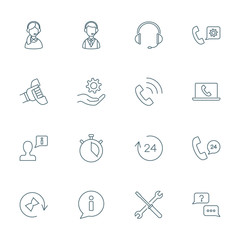 Support service, call center icons set