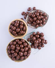 chocolate balls. chocolate balls in bowl on a background