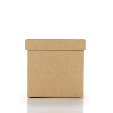 Brown Paper Box With Lid Isolated On White