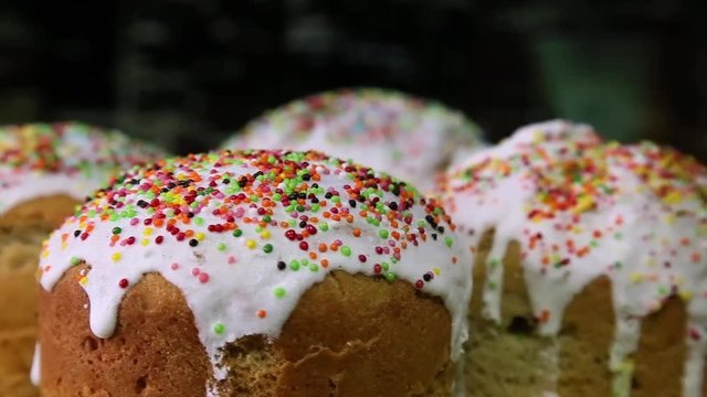 Traditional easter sweet bred on rotate table close-up.