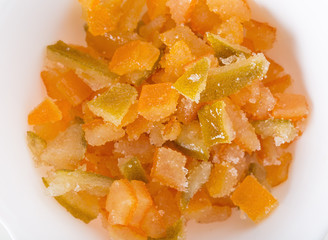 Cutted candied zest.