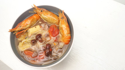 Sukiyaki Giant malaysian prawn diet menu idea has copy space