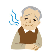 おじいさん　困る　表情　上半身