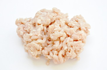 raw minced pork ingredient food on white background