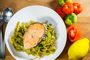 Fettucini with salmon