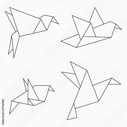 Origami Bird Collection Set Of Line Geometric Shape For Art Of Folded Paper Vector Illustration Wall Mural Roman Origami Bird Collection Set Of Line Geometric Shape For Art Of Folded Paper Vector Illustration Wall Mural Roman