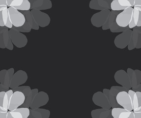 White and gray flower frame accents or decoration on dark background vector illustration. 