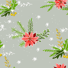 Christmas seamless pattern with decorative elements