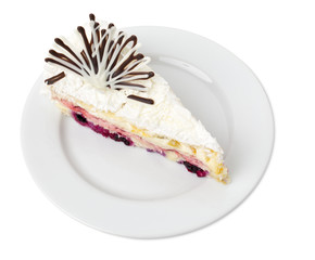 Delicious layer cake with fruits.