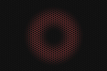 Balck hexagon background with glowing circle