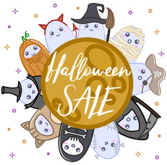 Cute ghosts in costumes, halloween sale