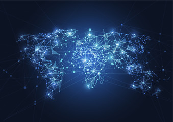 Global network connection. World map point and line composition concept of global business. Vector Illustration