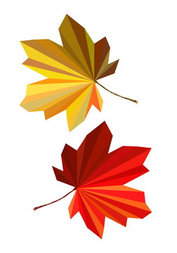 polygon picture autumn maple leaf two