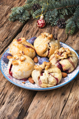 Christmas pastries with plum