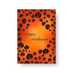 Cover of leaflets with soaring black silhouettes of pumpkins for festive halloween design