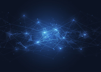 Abstract Polygonal Space Background with Connecting Dots and Lines