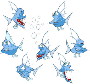 Set of Cartoon Illustration. A Cute Fish for you Design