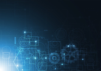 Abstract digital background with technology circuit board texture. Electronic motherboard illustration. Communication and engineering concept. Vector illustration