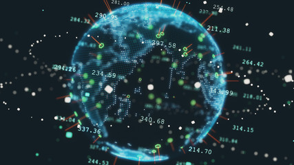 Rotating planet earth future 3d illustration technology business concept