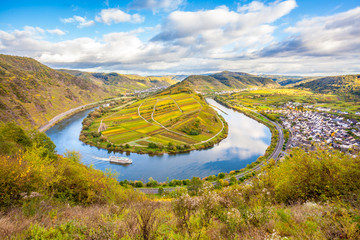 Calmont Moselle loop Landscape in  autumn colors Travel Germany - obrazy, fototapety, plakaty