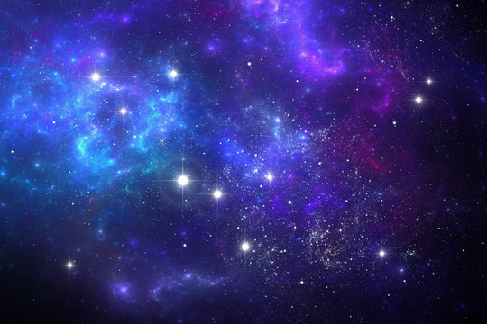 Fototapeta Night sky space background with nebula and stars