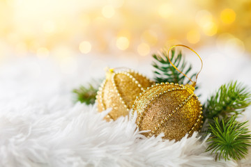 Gold Christmas baubles