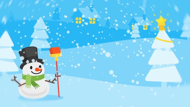 Composition Snowman Santa Claus Christmas Tree