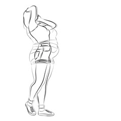 Vector conceptual fat overweight obese female vs slim fit healthy body after weight loss or diet with muscles thin young woman isolated. Fitness, nutrition or fatness obesity, health black brush shape