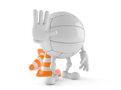 Volleyball character with traffic cone