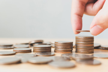 Saving money and investing is growing growth wealthy and sustainable for the future concept, Hand...