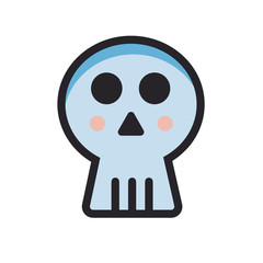 Abstract skull vector icon in flat line style. Vector illustration of halloween decoration in minimal cartoon design.