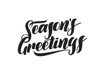 Vector illustration. Handwritten elegant modern brush lettering of Seasons Greetings isolated on white background. © deniskrivoy