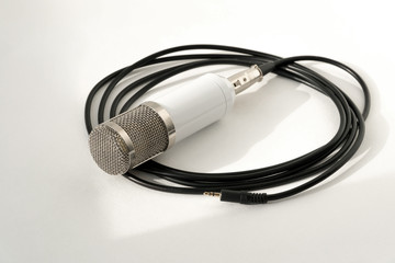 Professional condenser studio microphone on the white background