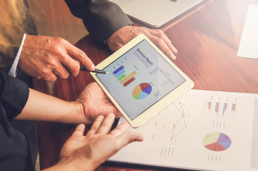 Business meetings, documents, sales analysis, Analysis results , Teamwork Management on the deskwork in office