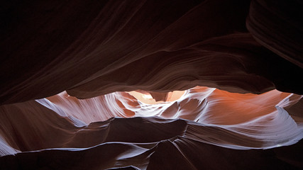Upper Antelope Canyon is a slot canyon, result of eroded Navajo Sandstone, very popular and photogenic touristic destination close to Page in Northern Arizona.