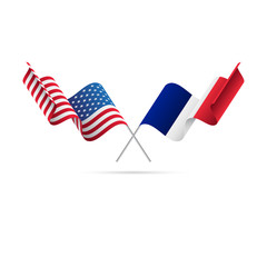 USA and France flags. Crossed flags. Vector illustration.