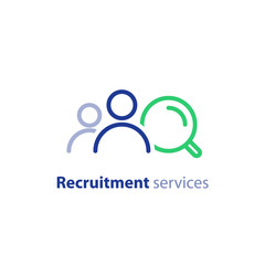 Recruitment research, human resources services, hiring employee, find job, fill vacancy concept, vector icon