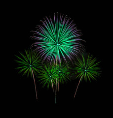 Fireworks light up the sky. New Year celebration.