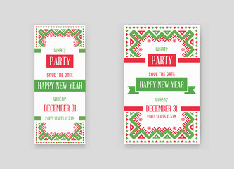 Set of Vector Happy New Year or Merry Christmas theme Save the Date Invitation to the Party