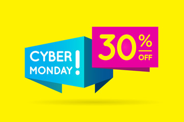 Cyber Monday Sale Sign Banner Poster ready for Web and Print. Vector. Super, Mega, Huge Sale with Special Offer