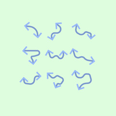 arrow blue set Icon on blue background. vector illustration. web. symbol