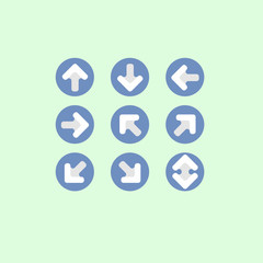 arrow blue set Icon on blue background. vector illustration. web. symbol